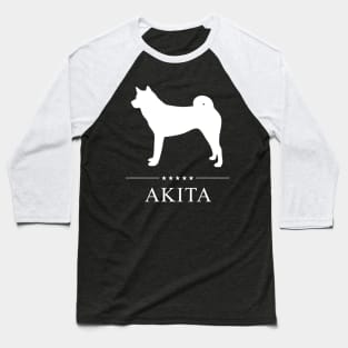 Akita Dog White Silhouette Baseball T-Shirt